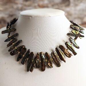 Green Keshi Pearls Sticks Necklace